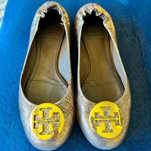Tory Burch Reva flats. Gold. Size 7.5.